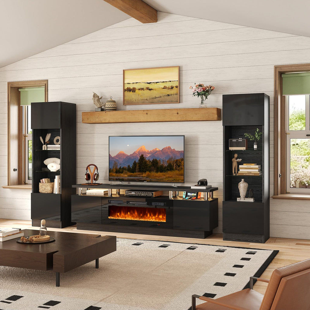 80" TV Stand, Large Entertainment Center & Media Console, Fits TVs up to 90", Storage Cabinet with Shelves, 36"