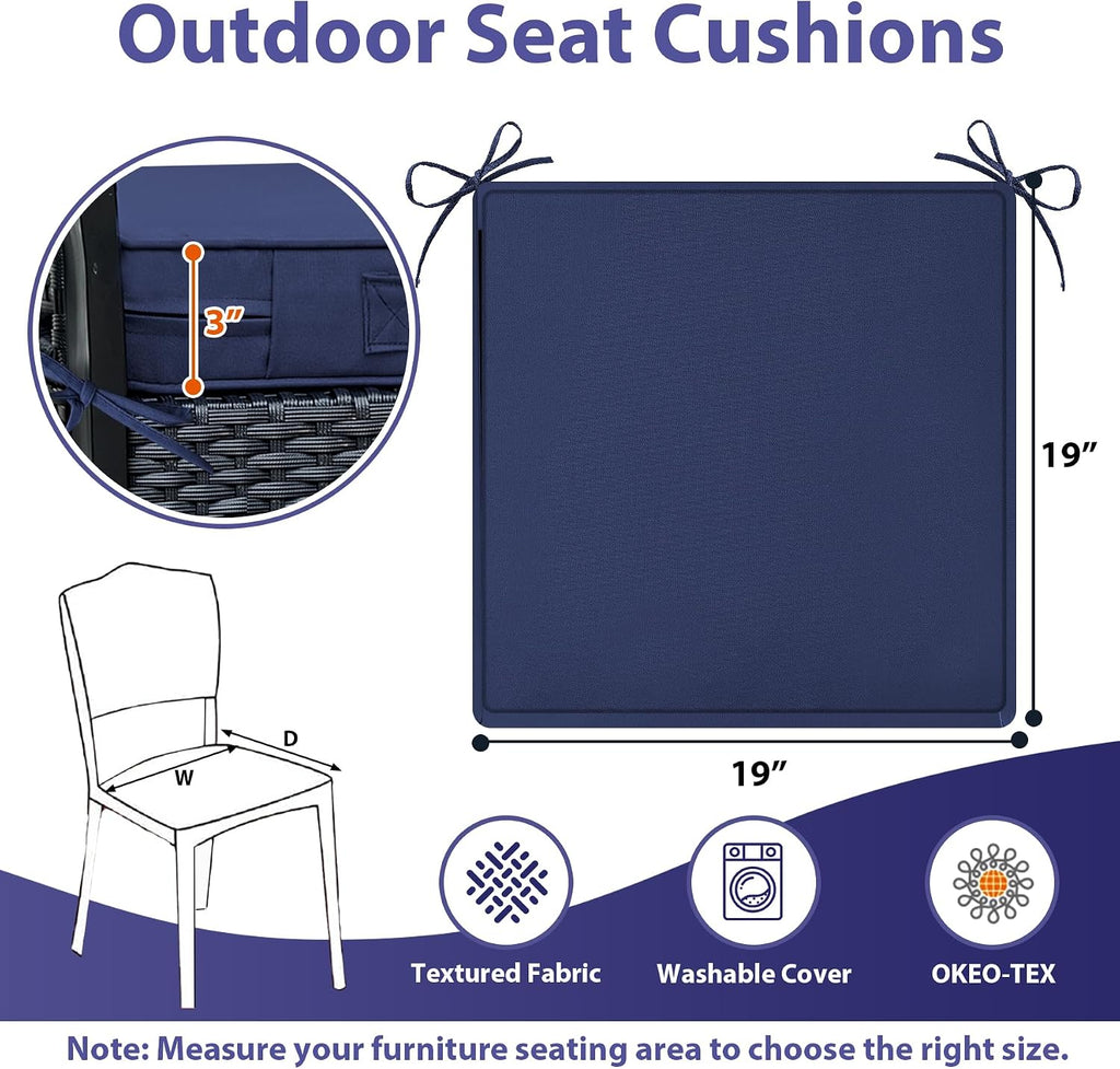 Outdoor Chair Cushions Set of 4 -Waterproof Outdoor Seat Cushions Furniture, Patio Chair Cushion with Handle and