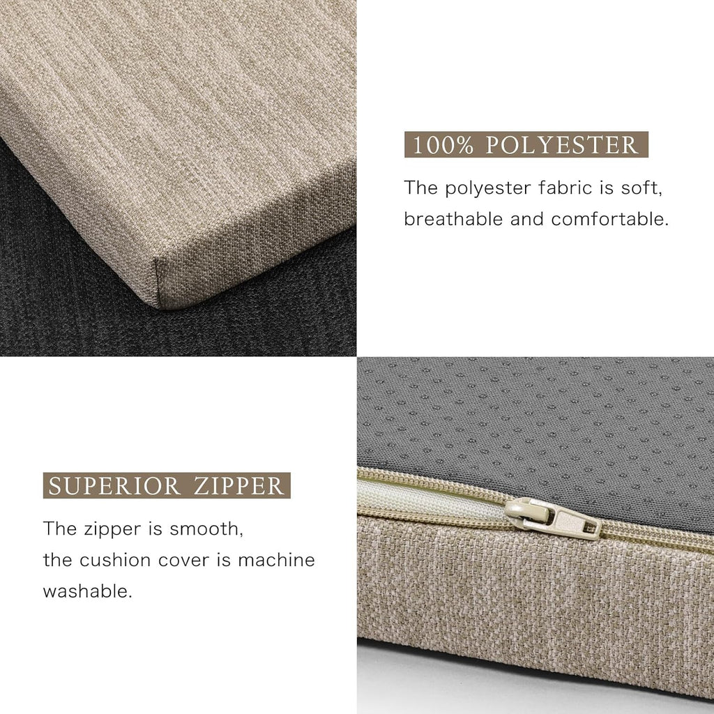 48 Inch Classic Solid Color Bench Cushion with Ties, Non-Slip Indoor Outdoor Rectangle Bench Seat Cushion Standard