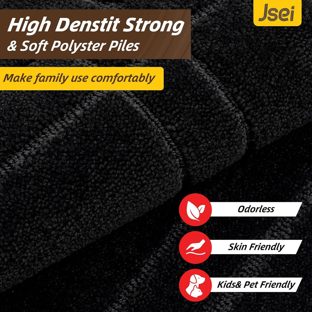 Door Mat for Entrance, TPR Non-Slip Backing, 24" x 36", Black | Washable Low Profile Doormat for Front Door & Back
