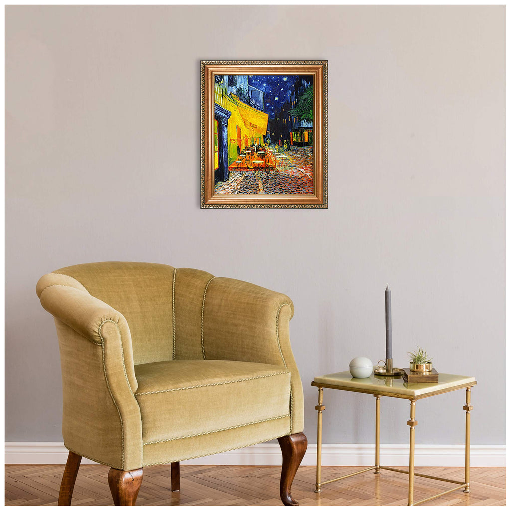 Café Terrace at Night by Vincent Van Gogh.Framed Size:24.5x20.5 inches, Image Size:20x16 inches World Classic
