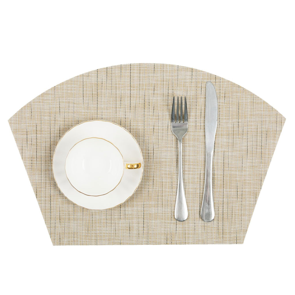 Round Table Placemats Wedge Shaped Placemat Set of 4 Non Slip Heat Resistant Woven Vinyl Table Mats Wipe Clean Indoor