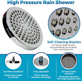 High Pressure Shower Head - Anti-Clogging Silicone Nozzles - 2.5 GPM Removable Restrictor