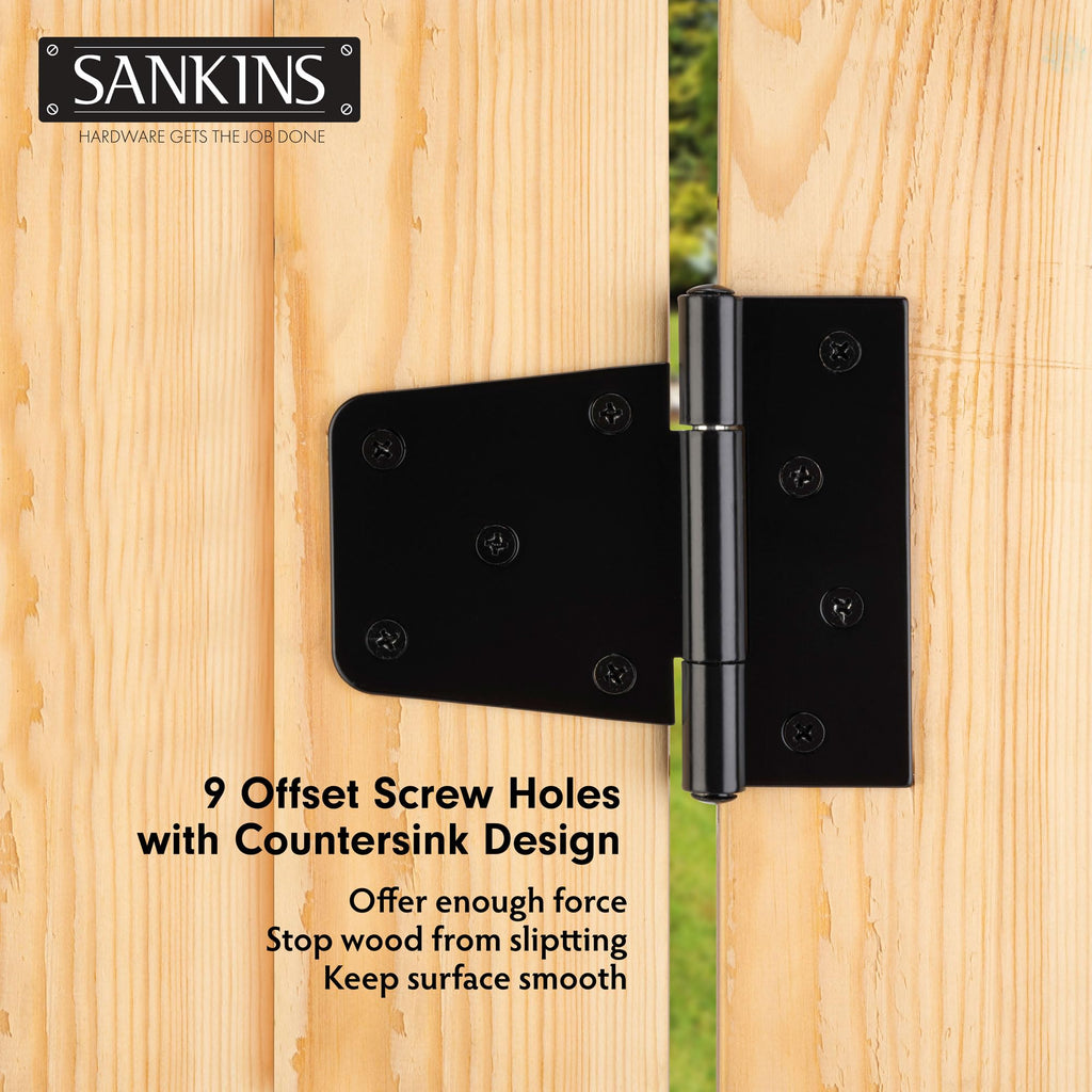 3-1/2" Heavy Duty Gate Hinges, Black Iron Door Hinges with Screws, Durable Gate Strap Hinges for Wooden Fences Gate