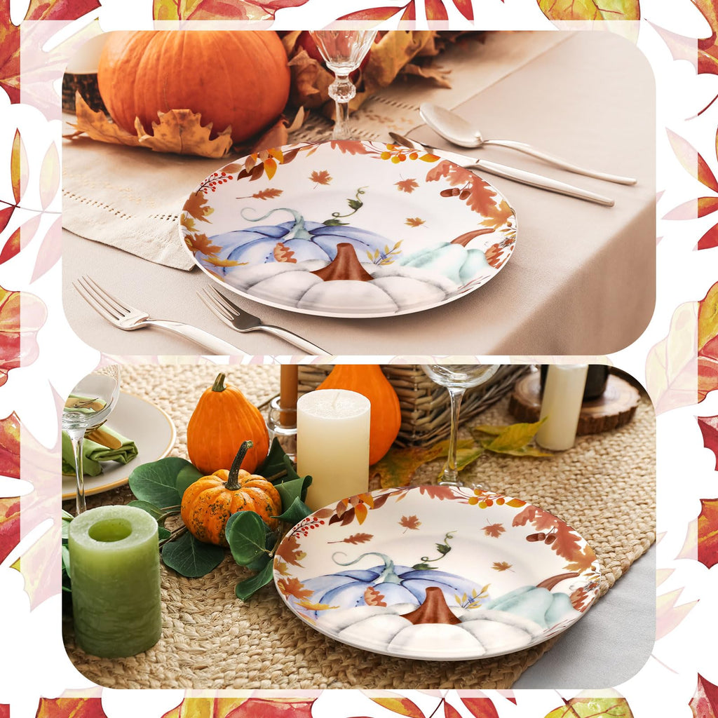 4 Pc Thanksgiving Dinner Plate Ceramic Plate, Stylish Pattern