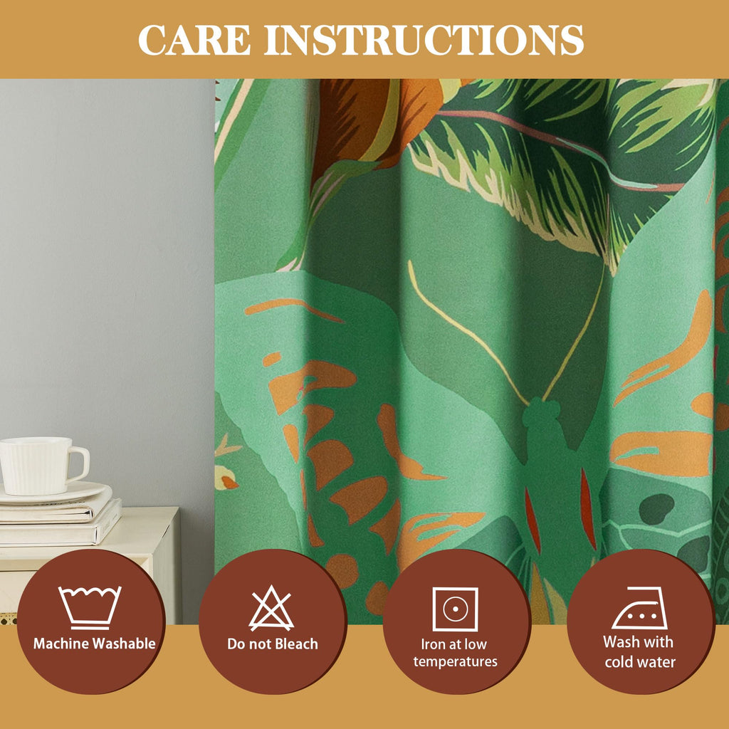Sage Green Floral Butterfly Blackout Curtains, 52W x 63L, 2 Panels