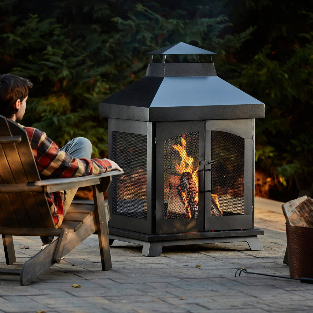 45" Wood Burning Steel Outdoor Fireplace