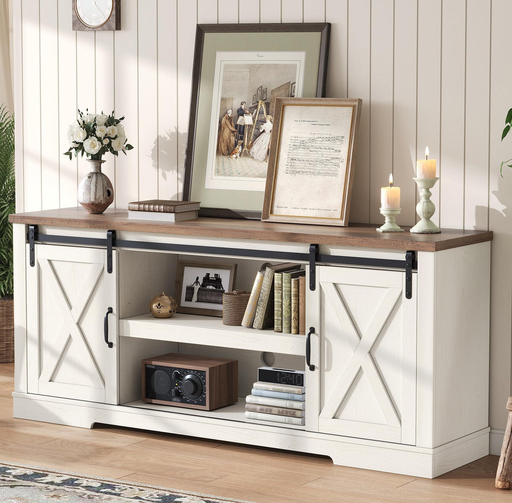 65" TV Stand, Entertainment Center, White