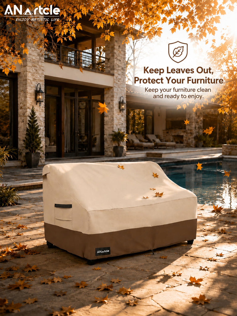 2-Seater Patio Loveseat Cover, 58W x 32.5D x 31H Inches Outdoor Couch Cover, 100% Waterproof Heavy Duty Patio Sofa