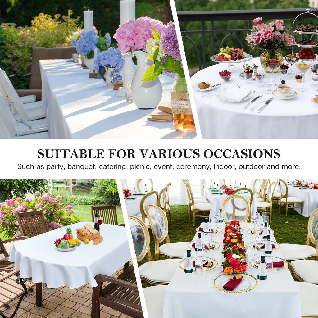Oval Tablecloth 60 x 102 Inch Washable Fabric Table Cloth Solid White Table Cover for Dining Wedding Party Banquet