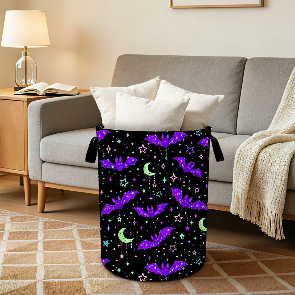 Bat Laundry Basket Collapsible Oxford Laundry Hamper Clothes Storage Bin with Handles Bathroom Laundry Room 19.6 x