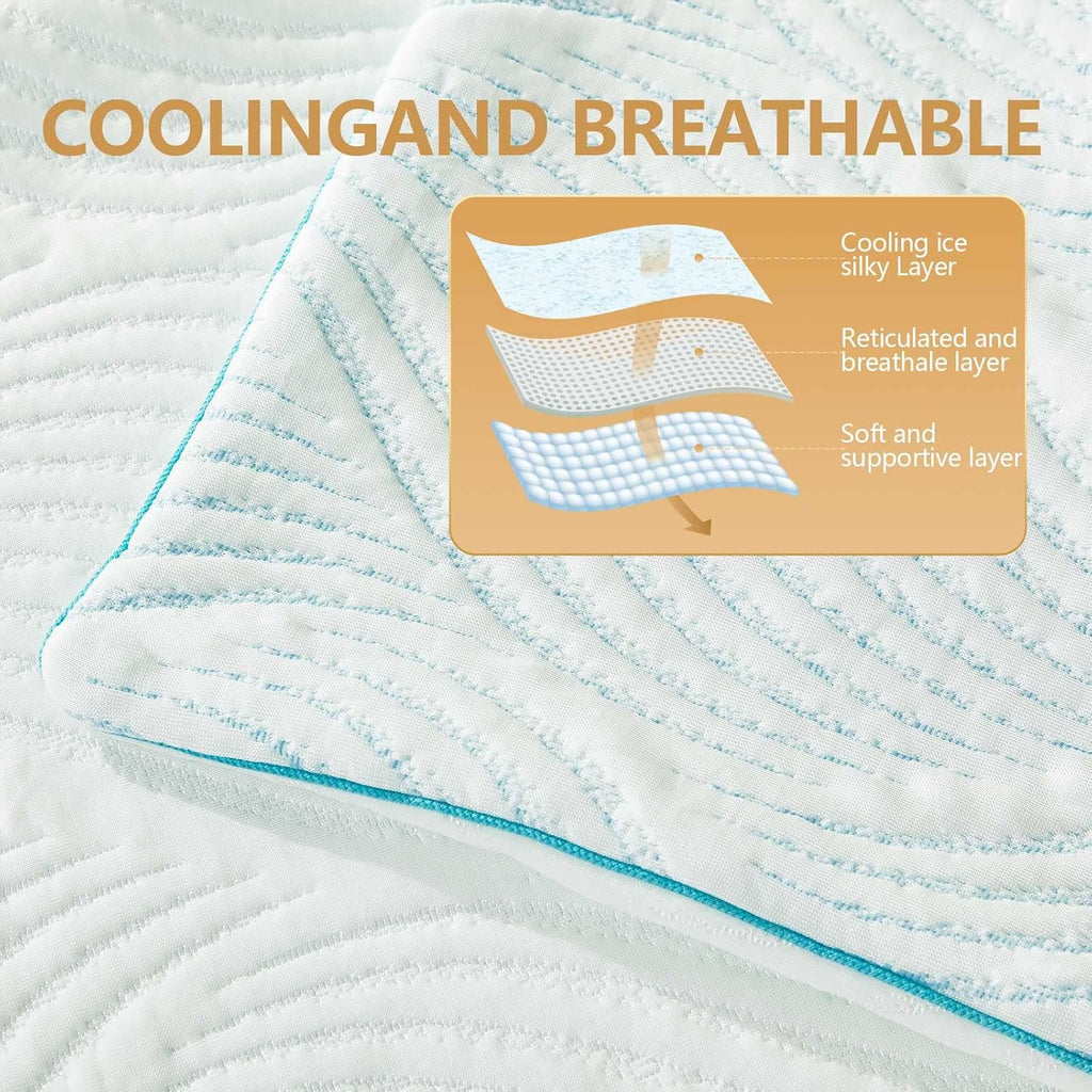 Pillows King Size Set of 2 Cooling Memory Foam Pillows | Pillows for Sleeping Adjustable Medium Firm Back and Side