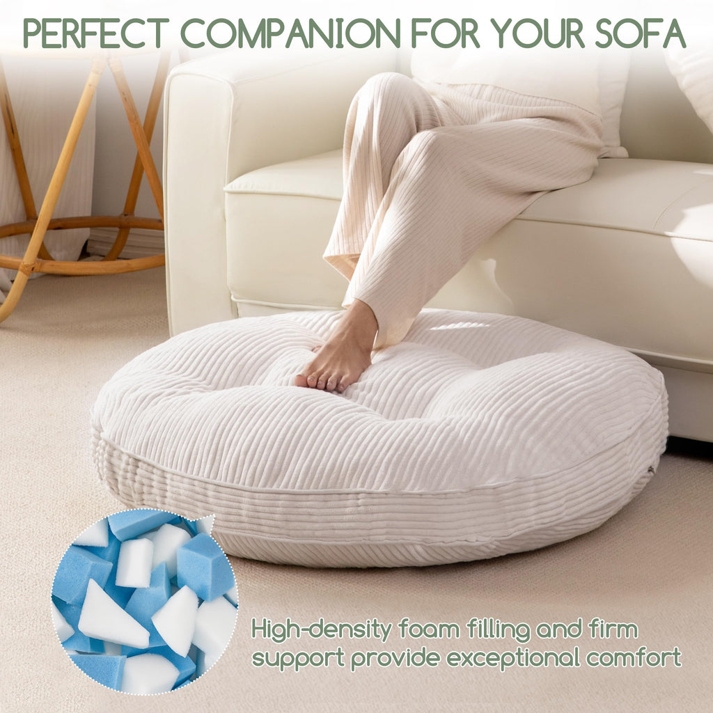 35" Floor Pillow Cushion for Adults, Meditation Cushion Pillow, Extra Large Square Floor Sitting, Tufted Corduroy