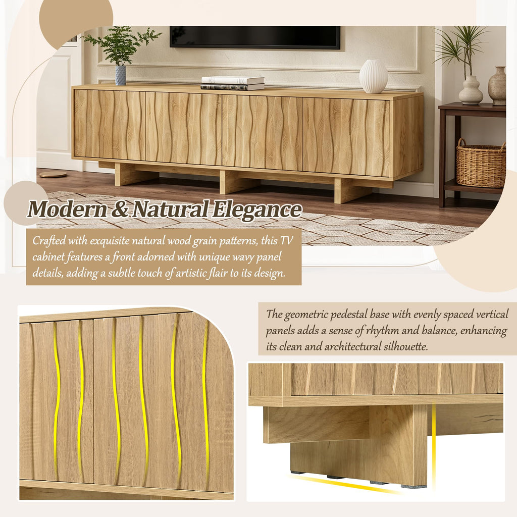 70'' Farmhouse TV Stand for TVs up to 75", Natural Media Console