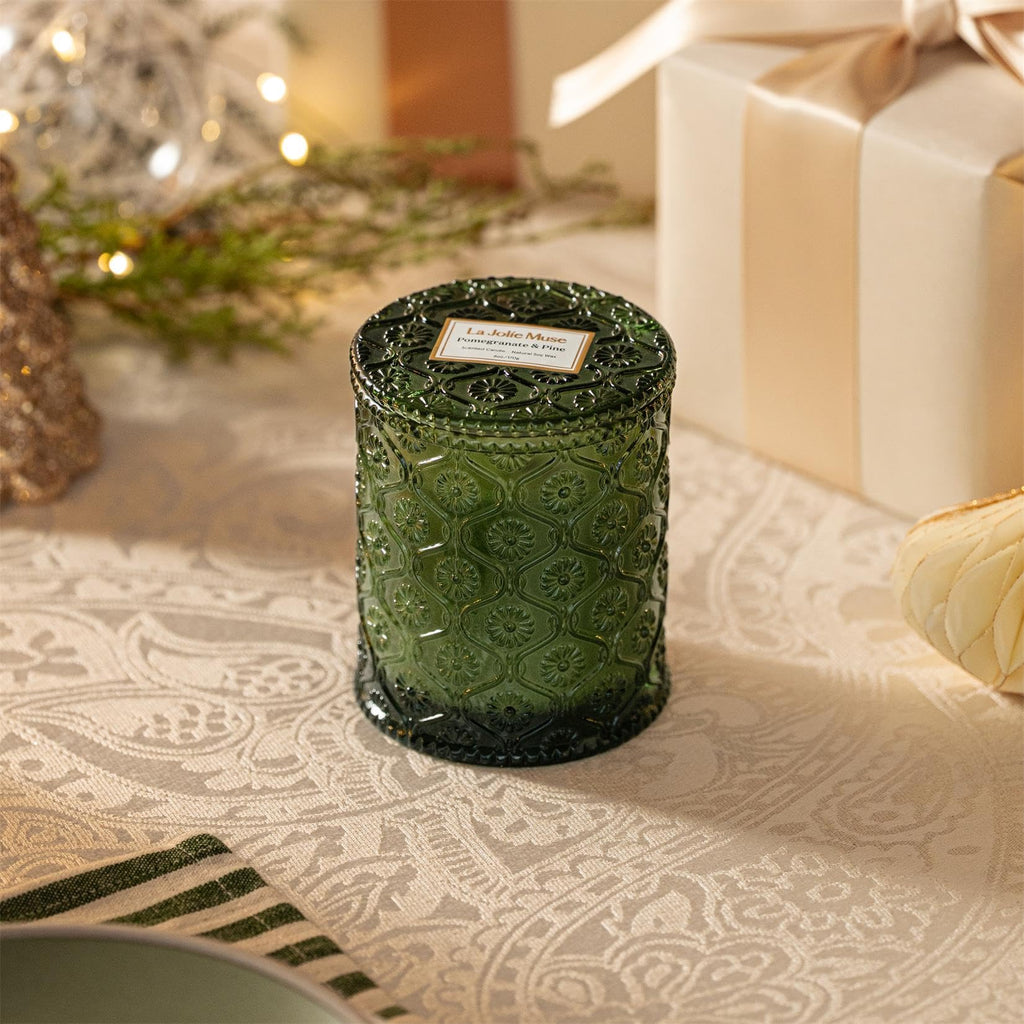 Pomegranate&Pine Scented Candles, Natural Soy 40 Hrs