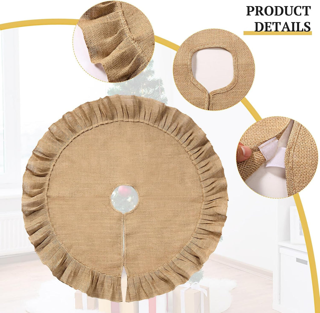 19.7" Christmas Tree Skirt Decor, Ruffled Burlap Tree Skirt, Linen