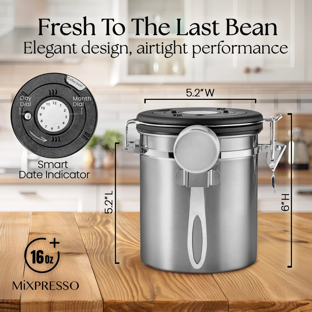 Coffee Canister, Airtight Coffee Bean Storage Container 16oz