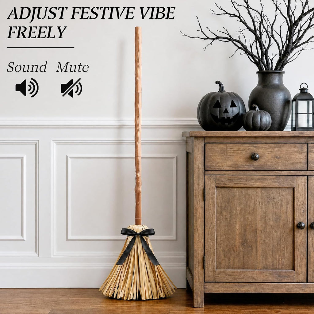 Halloween Decoration Indoor 49" Animated Floating Witch Broom
