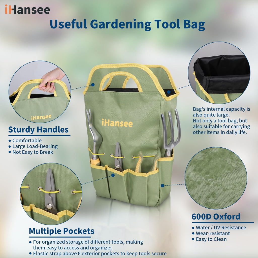 Green Garden Tools Set 12-Piece, Gardening Gifts for Women Men