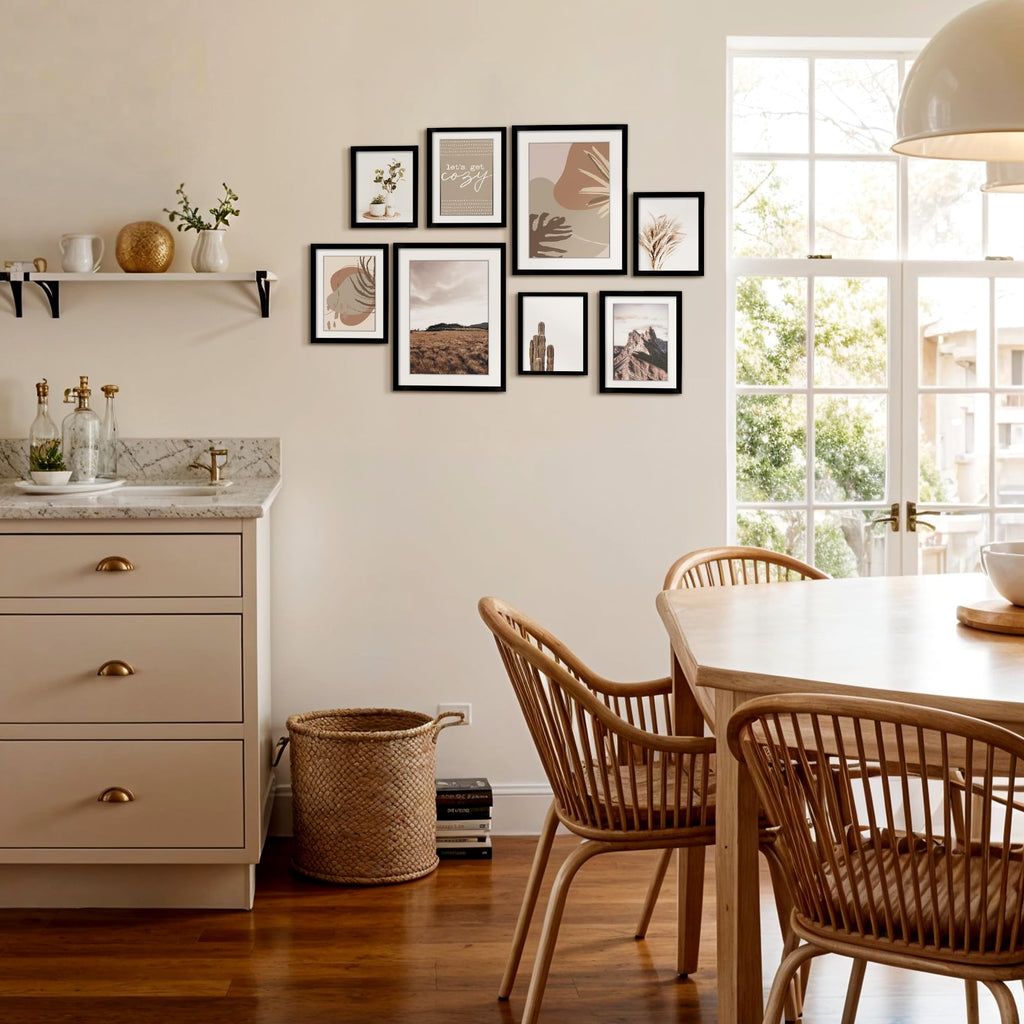 Gallery Wall Frame Set, 8 Pack Neutral Wall Decor, Black, Large