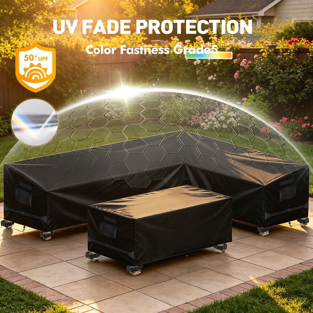 Outdoor Sectional Patio Furniture Covers, L-Shaped, 110x85in, Black