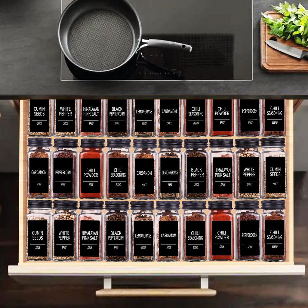 36 Pack Glass Spice Jars with Labels, 4oz Spice Containers