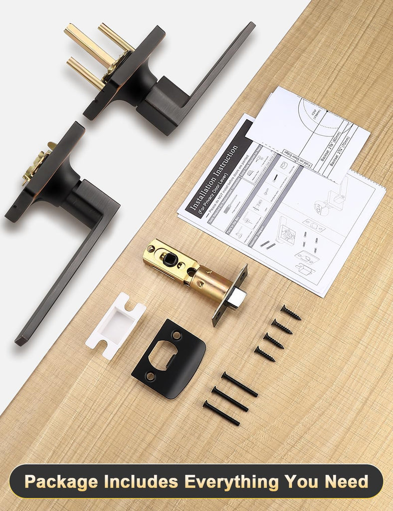 10 Pack Interior Passage Door Lever, Oil Rubbed Bronze Left or Right Handing for Closet and Hallway Doors,Square