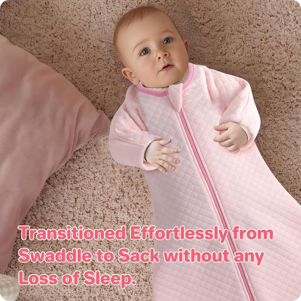 Easy Transition Baby Sleep Sacks with Sleeves Soft Cotton Warm 1.5 Tog, Soft Comfortable Wearable Blanket