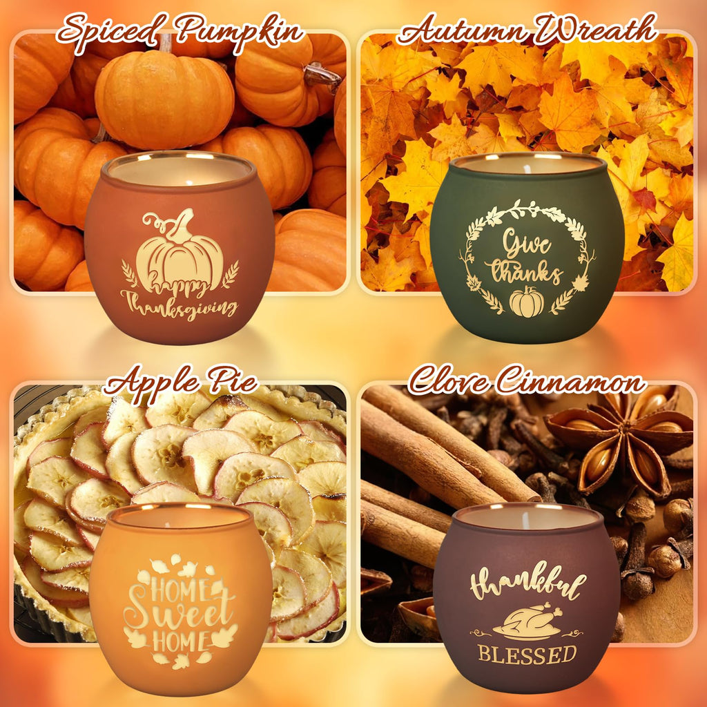 Fall Thanksgiving Scented Candles Gift Set, 4 Pack 16oz Fall Aromatherapy Candle, Glass Jar Candles for Woman Man