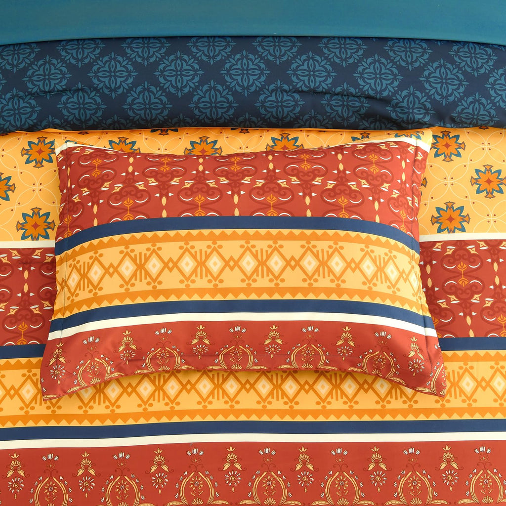 Boho Comforter Set Queen Size, Burnt Orange Fall Bedding