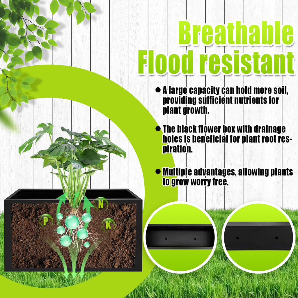 Metal Planter Box 38" x 10" x 30" Large Rectangular Planter Heavy Duty Galvanized Steel Tall Plant Boxes with Insert