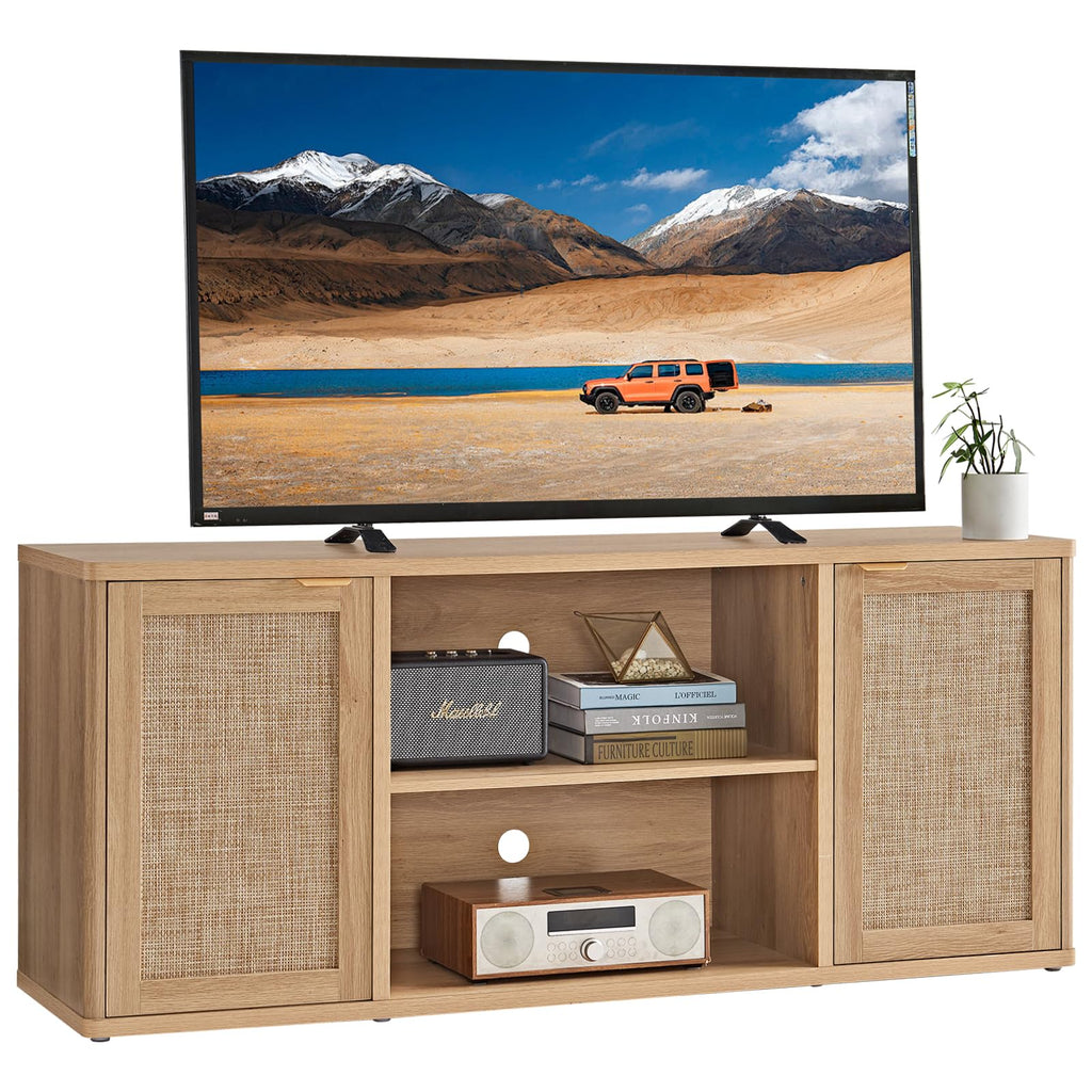 Rattan TV Stands, Natural Wood