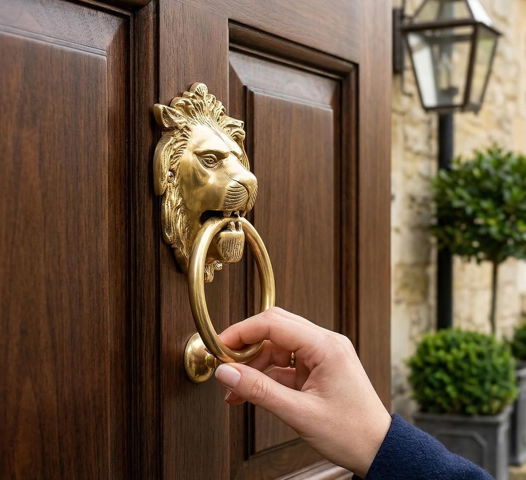 Brass Lion Door Knocker Knockers Gate Knocker Door Accessories (Lion 5")