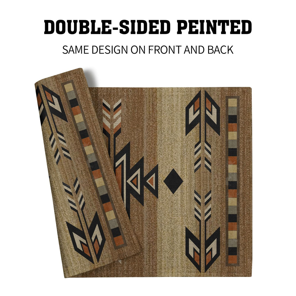 Southwestern Placemats Rustic Tribal Geometric Decorative Table Mat Antique Native American Heat Resistant Non-Slip