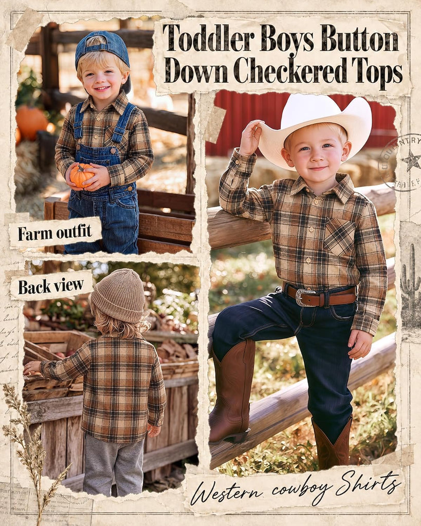Baby Toddler Boy Plaid Shirt Long Sleeve Flannel Top