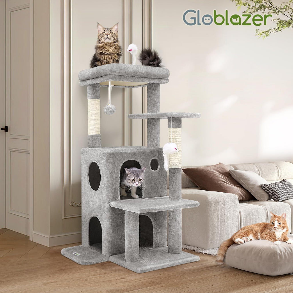 Cat Tree Tower for Indoor Cats, 50-inch Adult Cat Tree House for Large Adult Cats with Steps, Scratching Post