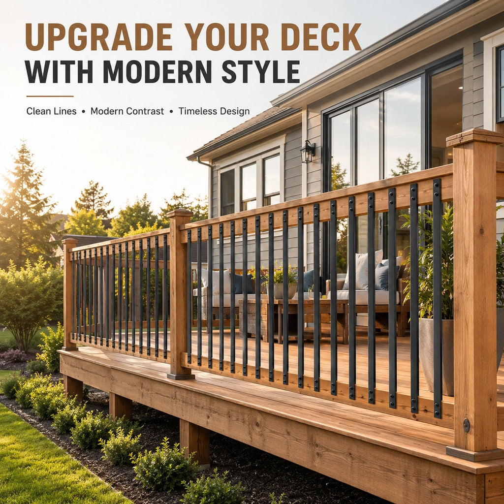 26 Pack 36" Solid Deck Balusters, Flat Straight Deck Railing Spindles