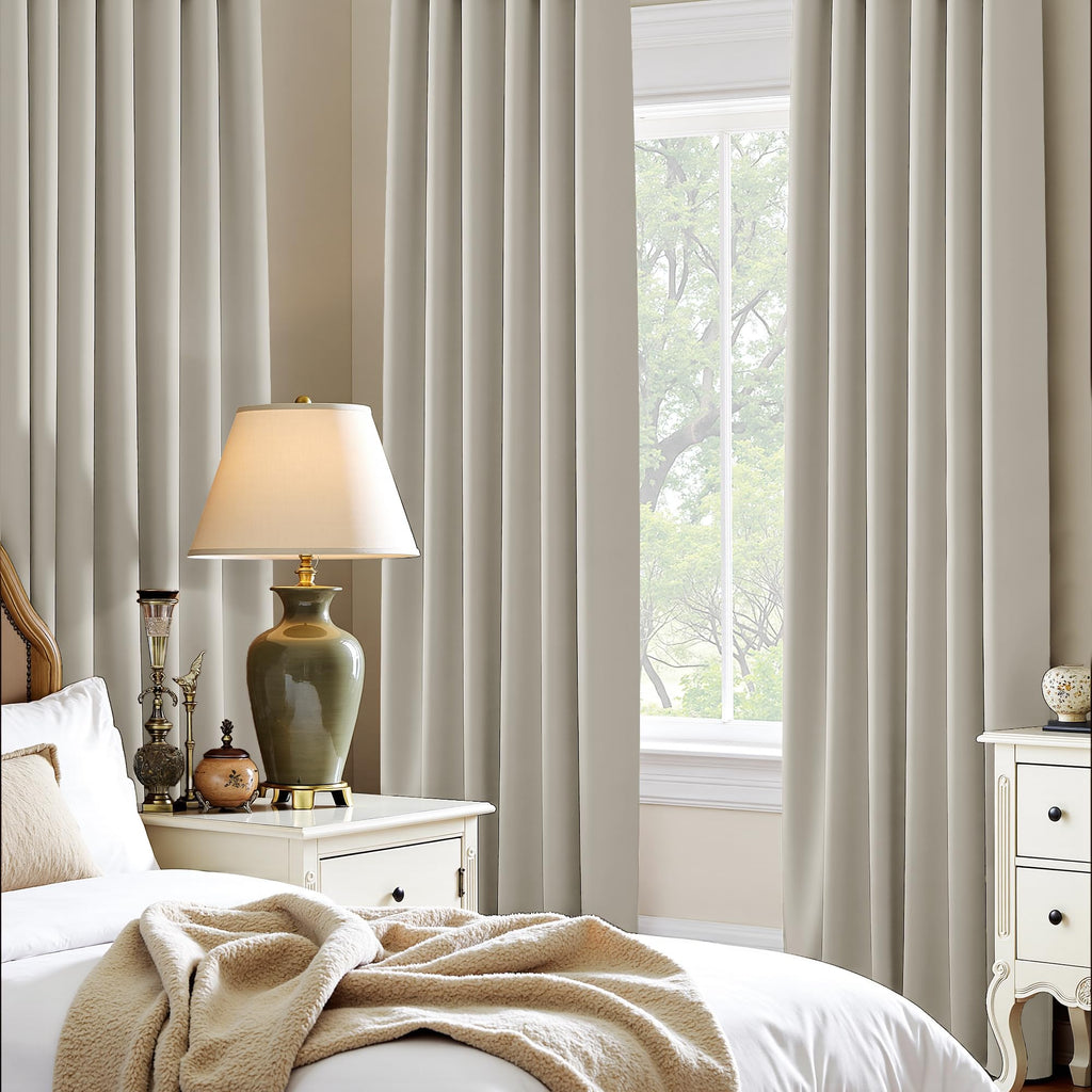 Short Black Out Curtains 48 inch Long for Small Window, Rod Pocket Privacy Bathroom Draperies, Thermal Insulated