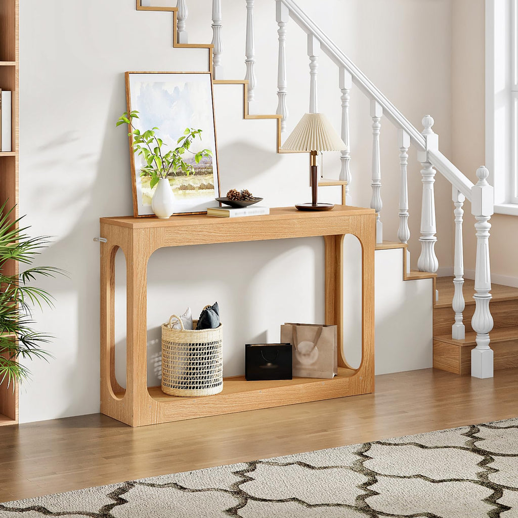 Farmhouse Console Table, 47.2 inches, Light Walnut