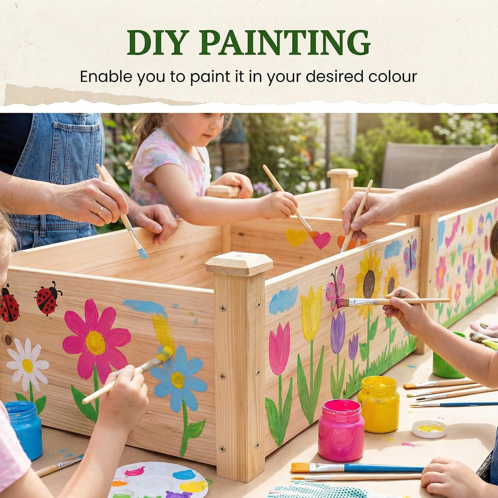 Raised Garden Bed Wooden Planter Box for Vegetables/Flowers, Wood | Fir wood raised bed offers easy assembly, and a