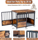 32 Inch Dog Crate Furniture with Cushion for Large Medium Dogs, Wooden Heavy Duty Dog Kennel with Double Doors