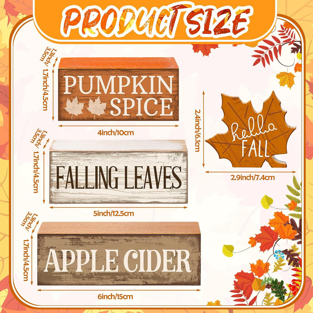 Fall Decor Wooden Maple Leaf Decoration Thanksgiving Decor - Set of 4