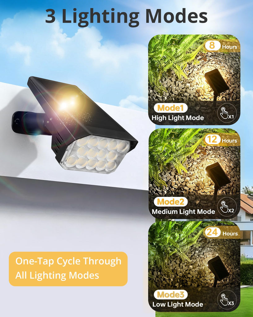 Solar Lights Outdoor Waterproof IP65, 56 LED 3 Lighting Modes Solar Spot Lights Outdoor, Solar Powered Landscape