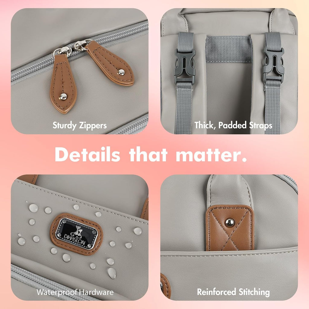 Leather Diaper Bag Backpack with Portable Changing Pad,Baby Bags