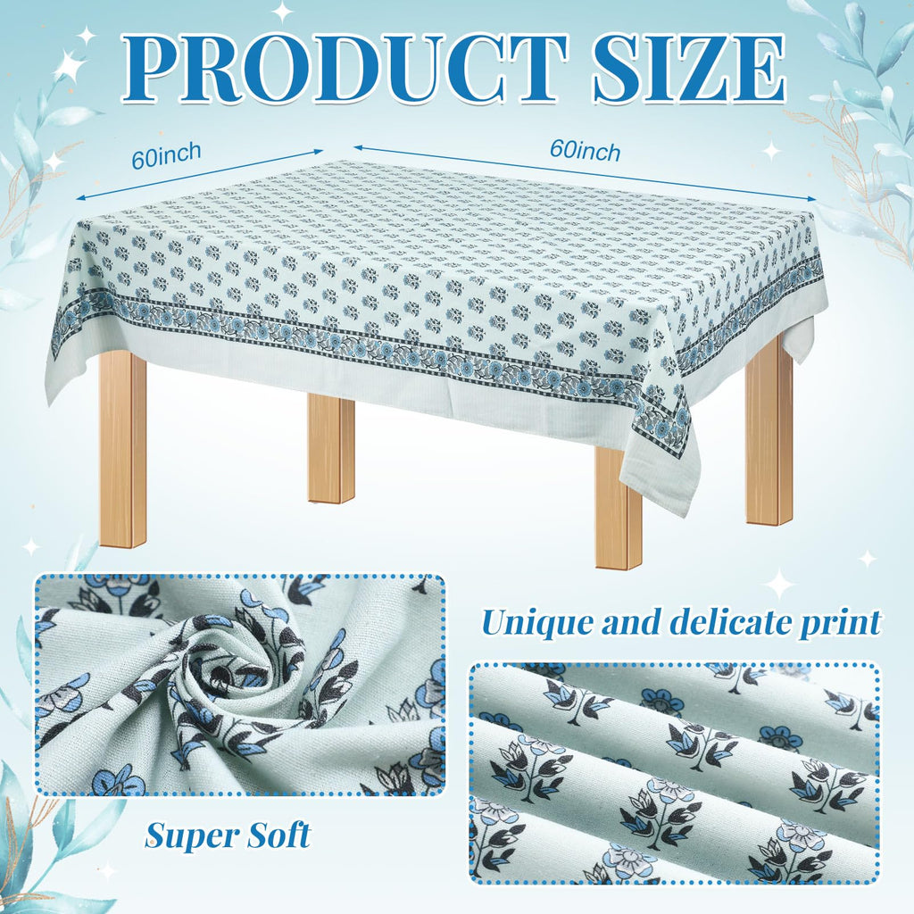 Cotton Tablecloth 60'' X 90'' Apatite Blue Blue