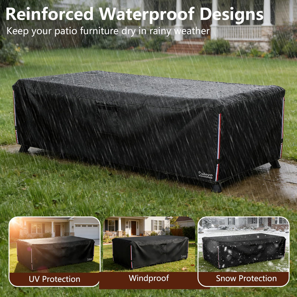 Patio Furniture Covers Waterproof, 600D Heavy Duty Patio Cover for 6/7/8 PCS Sets Sectional Sofa Couch Dining Rocking