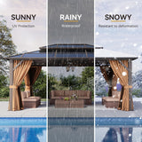 12'x16' Hardtop Gazebo, Outdoor Metal Gazebo with Double Polycarbonate Roof Canopy