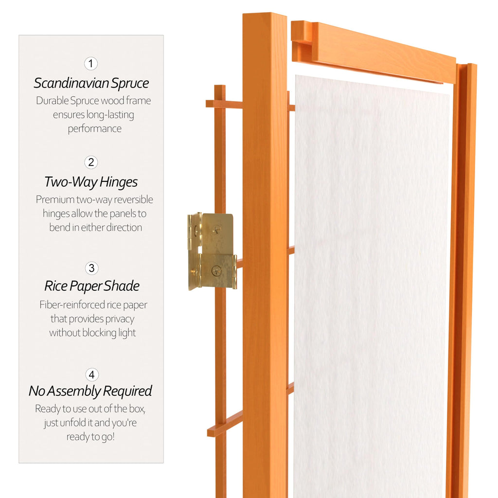 6 ft. Tall Window Pane Shoji Screen - Honey - 3 Panels