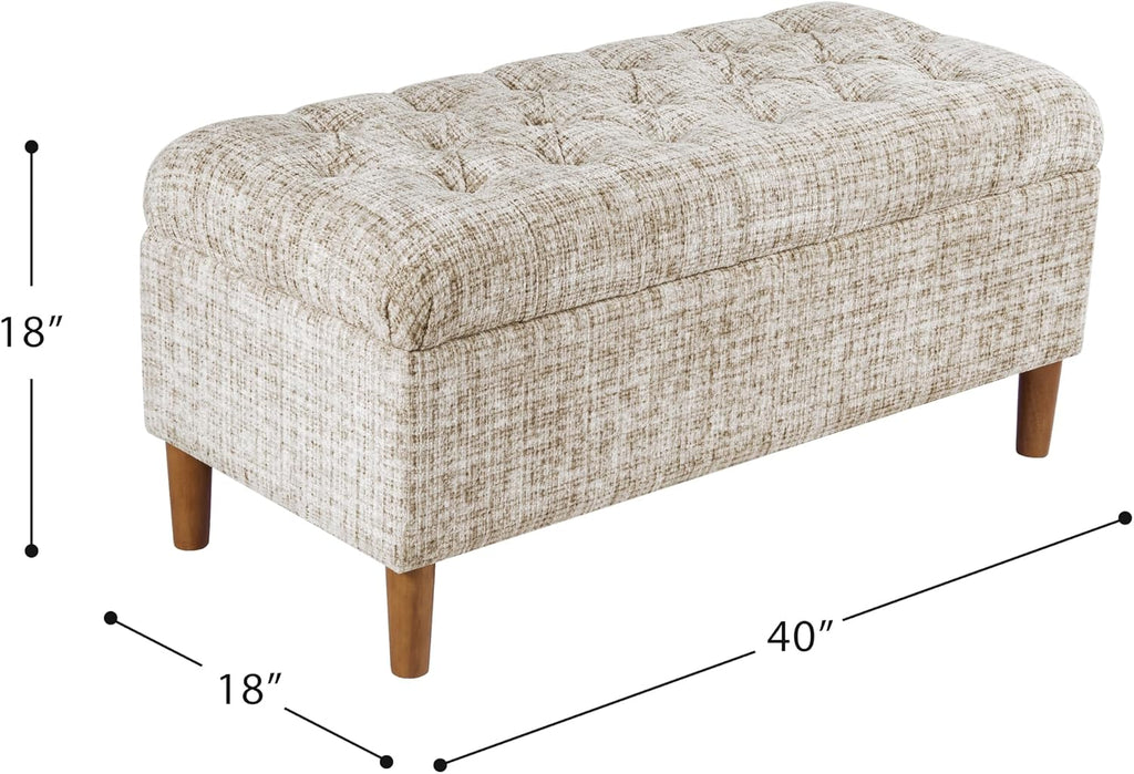40" Ainsley Button Tufted Storage Bench - Cream Textural Woven