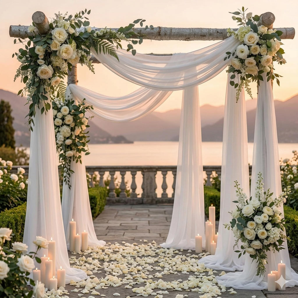 Pack of 2 Wedding Arch Drape Panel Fabric 30" x 100ft - White